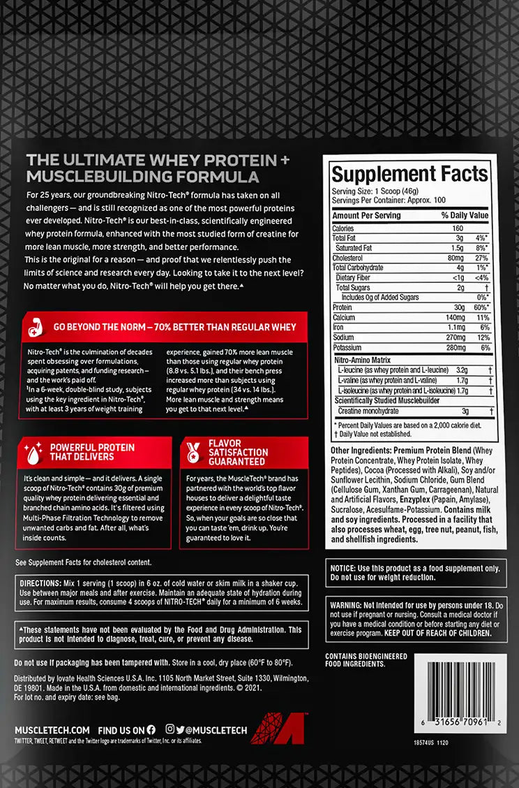 MuscleTech, NitroTech Whey Protein, 1.81 kg