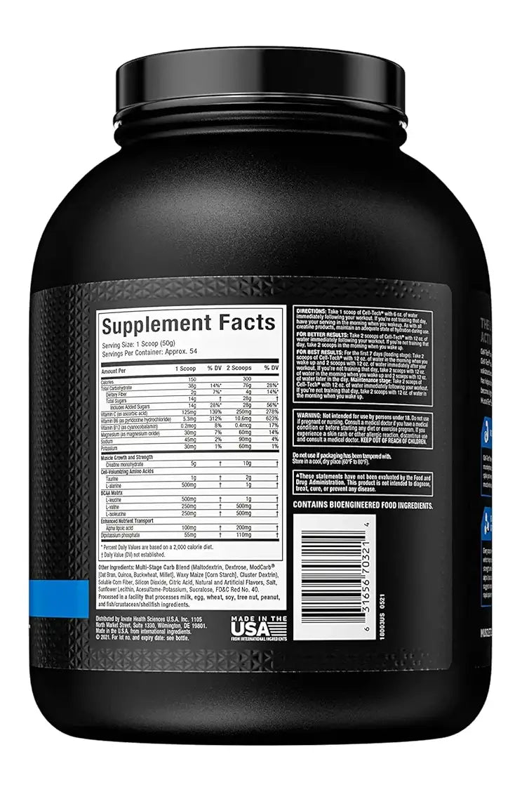 MuscleTech Cell-Tech Creatine, 2.72kg — 54 Servings | Post-Workout Creatine + Carbs Formula
