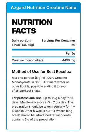 Azgard Nutrition, Creatine NANO, 300g, 60 Servings