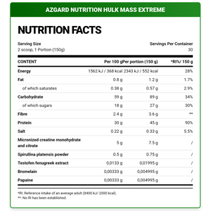 Azgard Nutrition, Hulk Mass Extreme, 4.54KG, 30 Servings