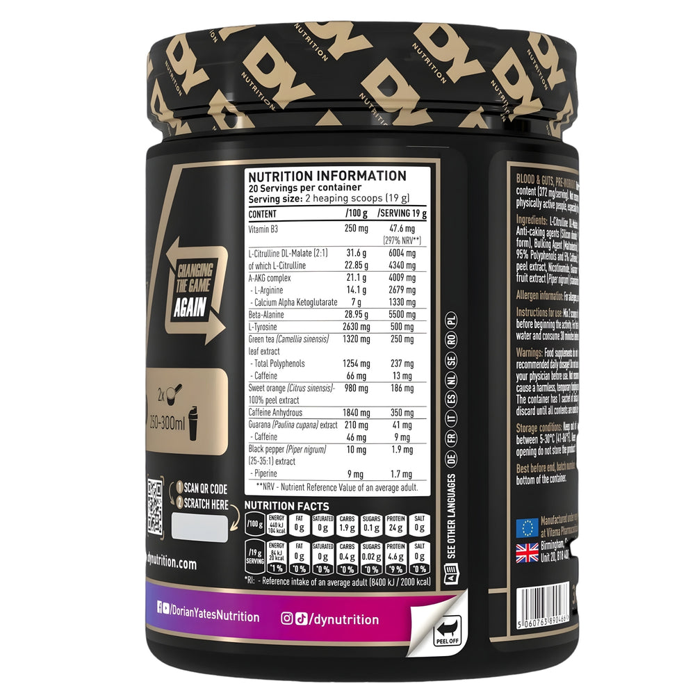 DY Nutrition - Blood and Guts Pre Workout Powder, 380g