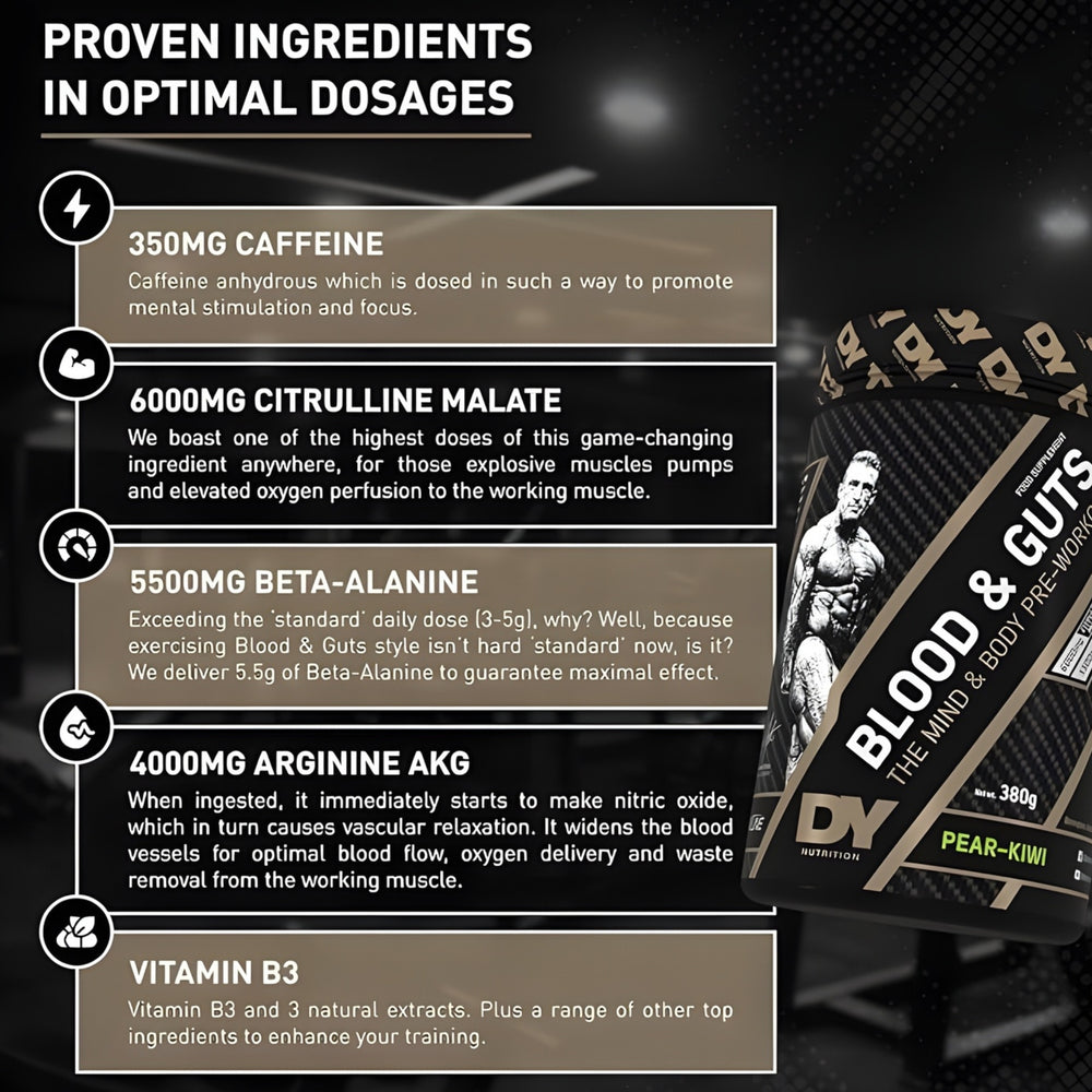 DY Nutrition - Blood and Guts Pre Workout Powder, 380g