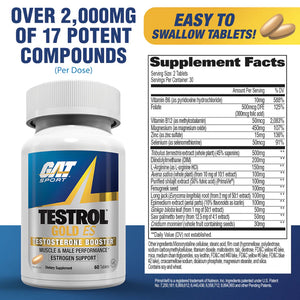GAT Sport Testrol Gold ES Testosterone Booster | 60 Tablets | 30 Servings