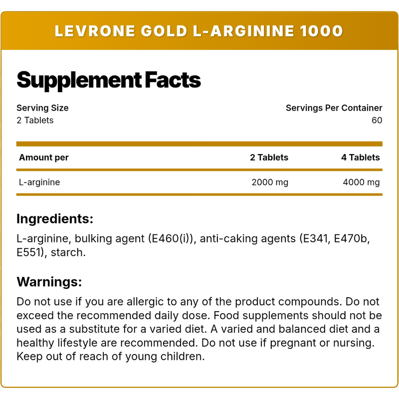 Kevin Levrone, Gold L-Arginine 1000, 120 Tablets, 60 Servings