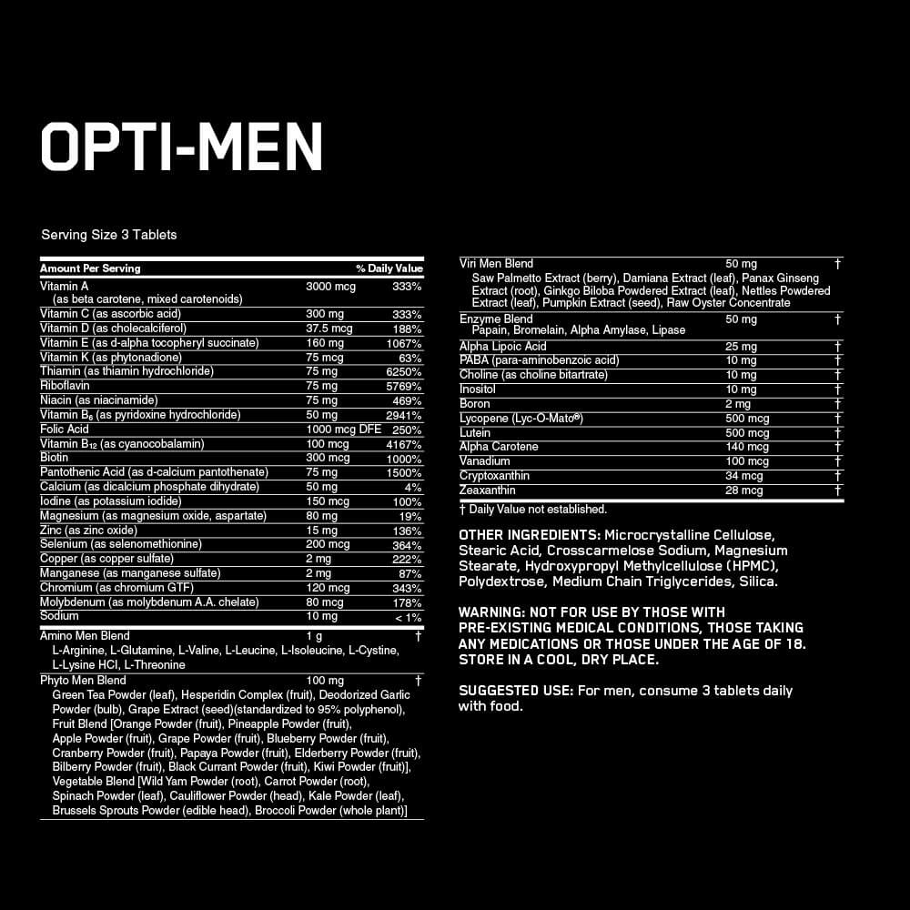Optimum Nutrition Opti-Men-50Serv.-150Tabs.
