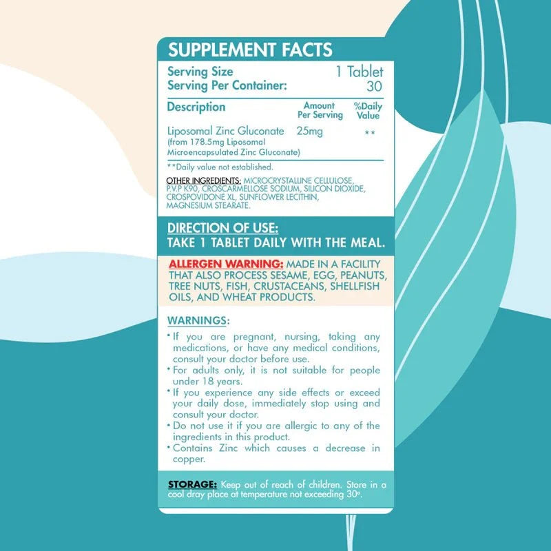 Organic Nation Liposomal Zinc Gluconate - 30 Tablets